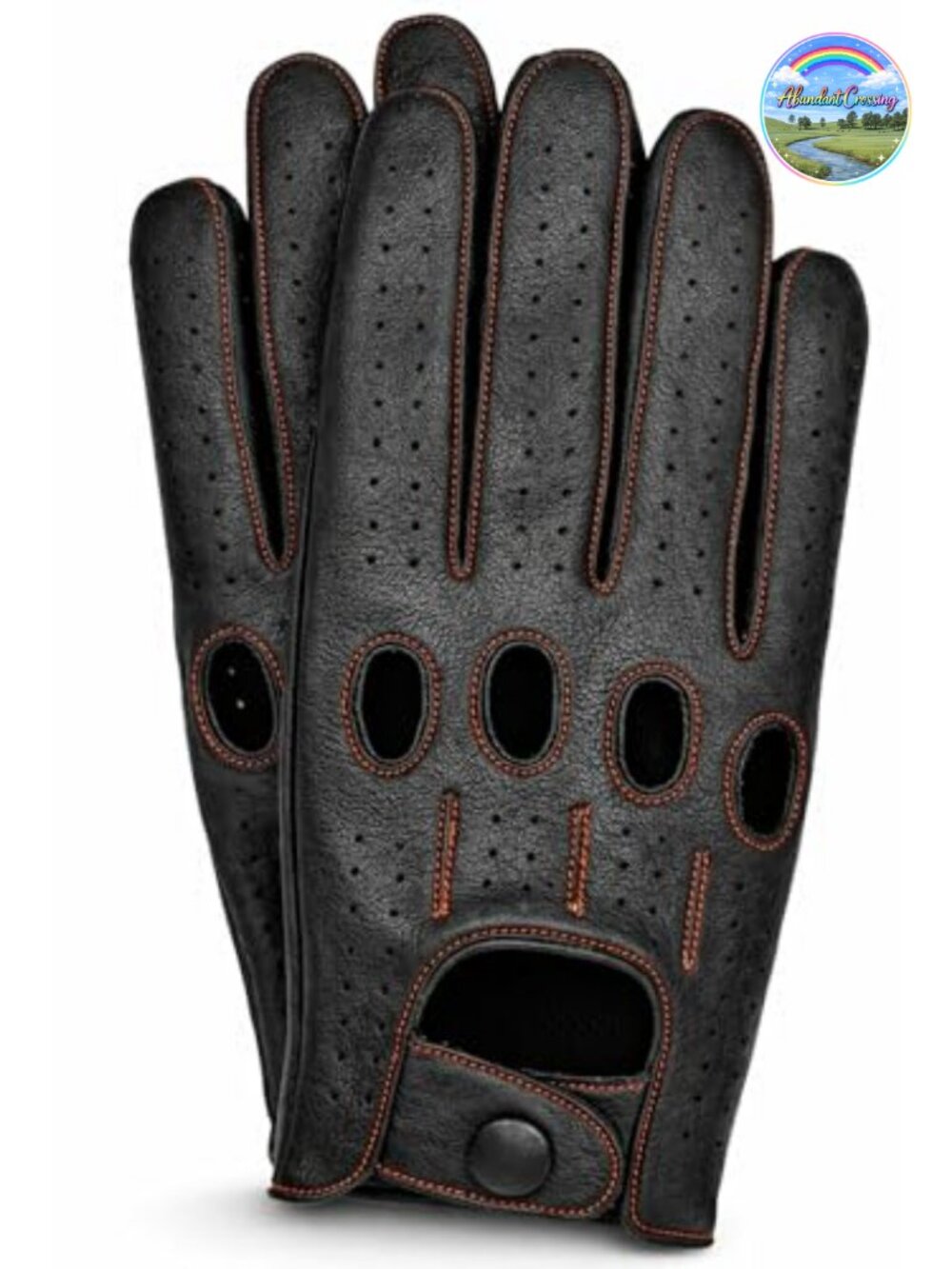 Genuine Cowhide Leather Driving Gloves, Touchscreen, Breathable